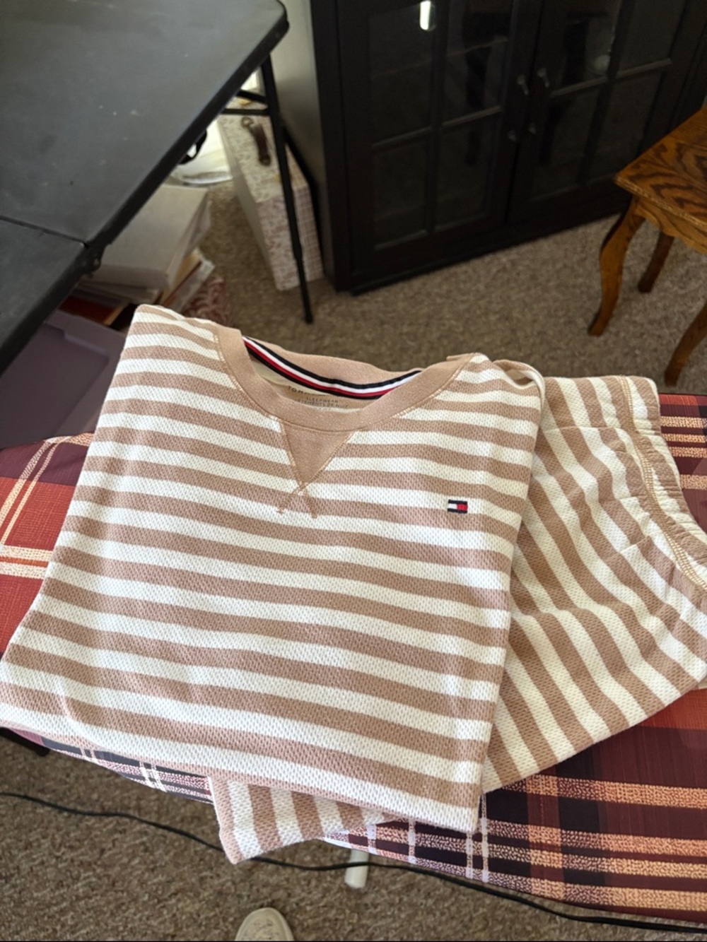 Tommy Hilfiger Beige and White Striped pajama set woman’s